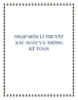 NHẬP MÔN LÍ THUYẾT XÁC SUẤT VÀ THỐNG KÊ TOÁN