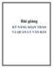 Bài giảng Kỹ năng soạn thảo và quản lý văn bản
